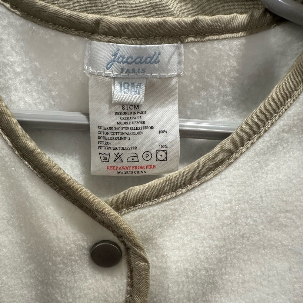 Jacadi Paris tan girls trench coat fleece liner Kids Double-Breasted Jacket - Picture 5 of 10